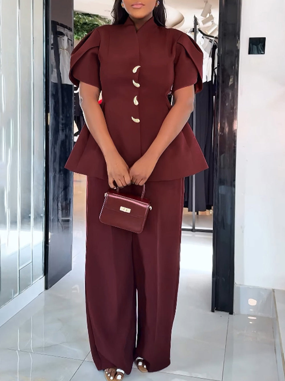 Puff Sleeve Top Pants Set