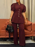 Puff Sleeve Top Pants Set