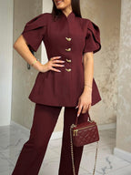 Puff Sleeve Top Pants Set