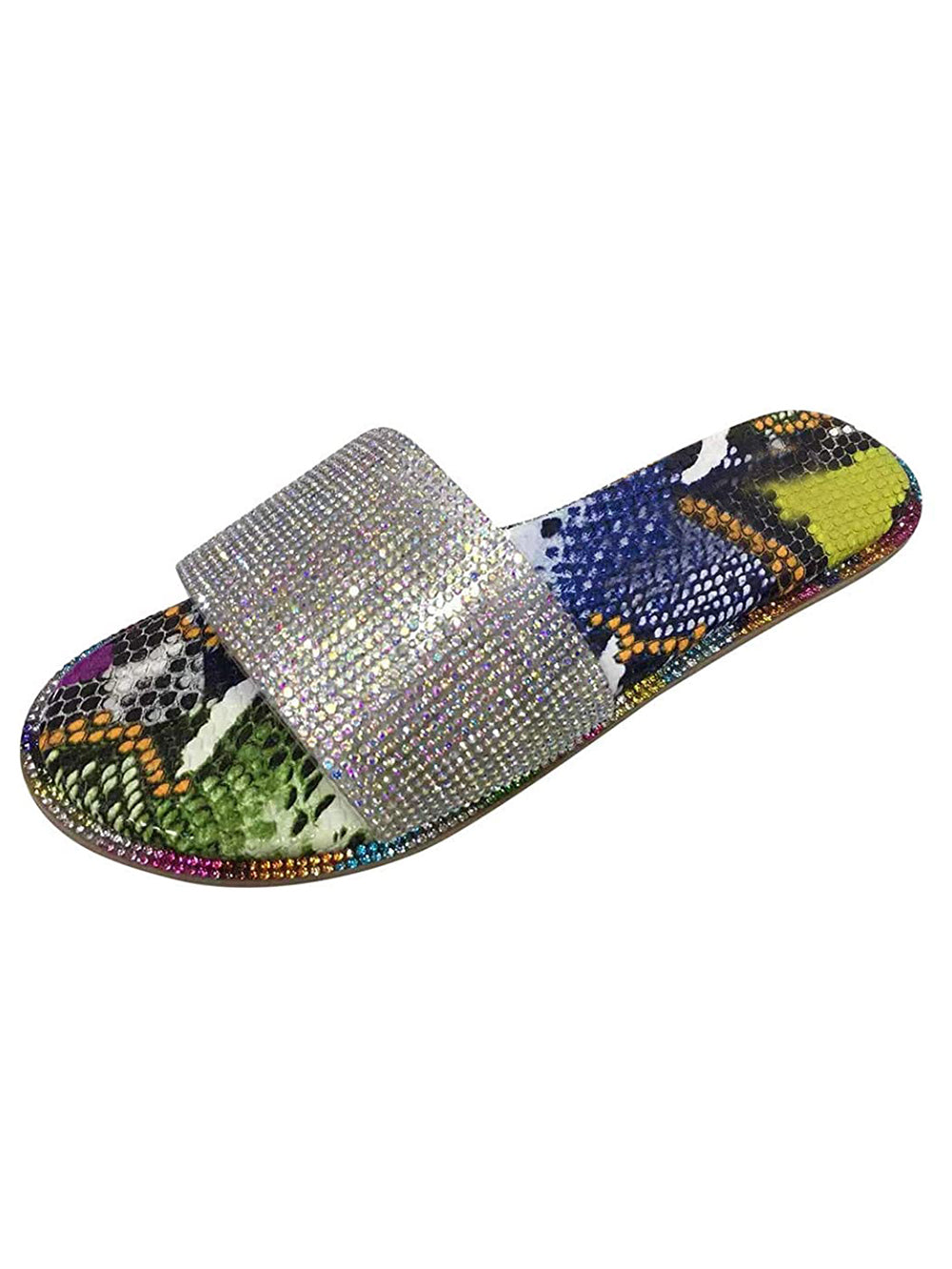 Chanclas planas con diamantes de imitación 