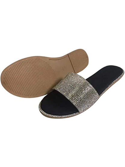 Chanclas planas con diamantes de imitación 