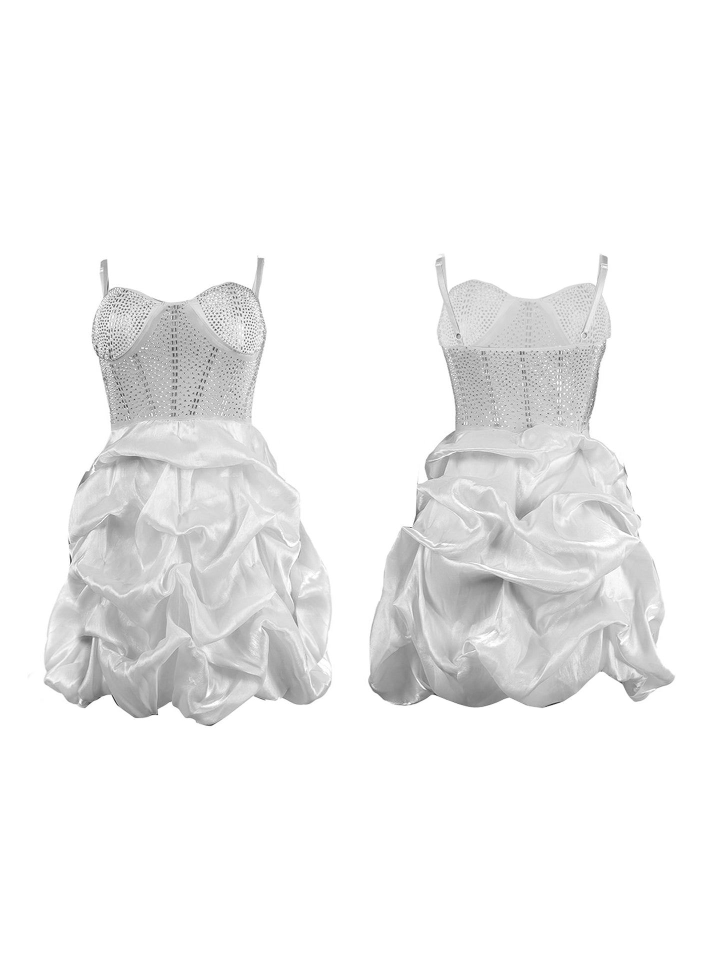 Rhinestone Spaghetti Strap Tulle Layered Dress