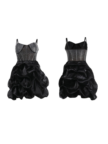 Rhinestone Spaghetti Strap Tulle Layered Dress