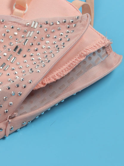 Rhinestone Spaghetti Strap Tulle Layered Dress