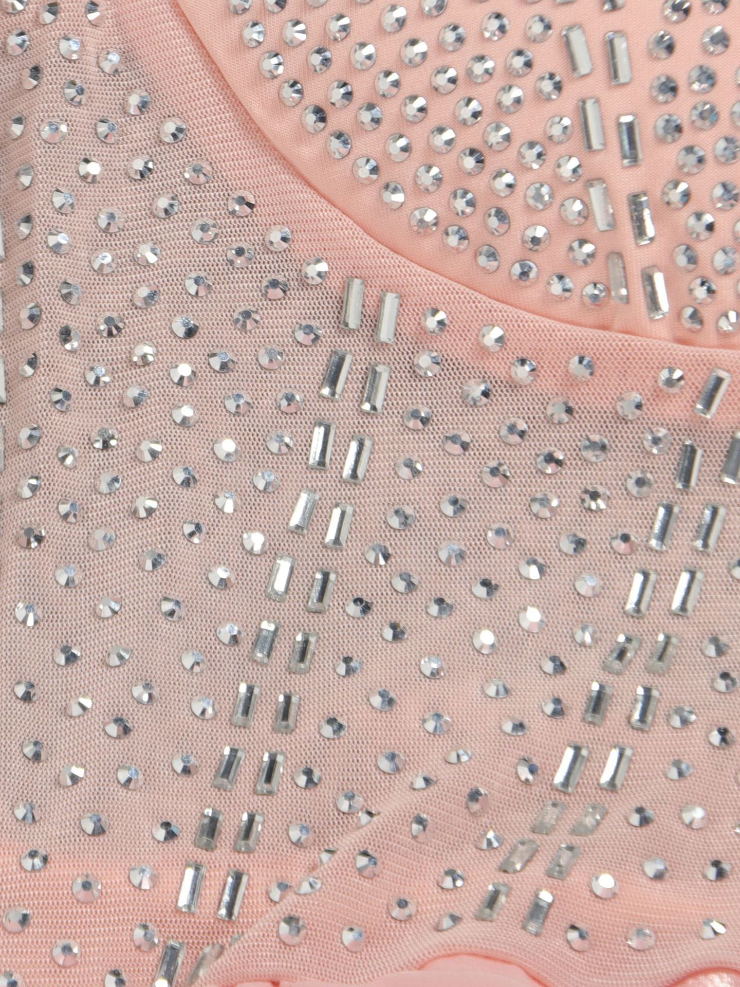 Rhinestone Spaghetti Strap Tulle Layered Dress