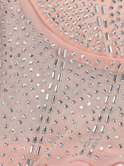 Rhinestone Spaghetti Strap Tulle Layered Dress