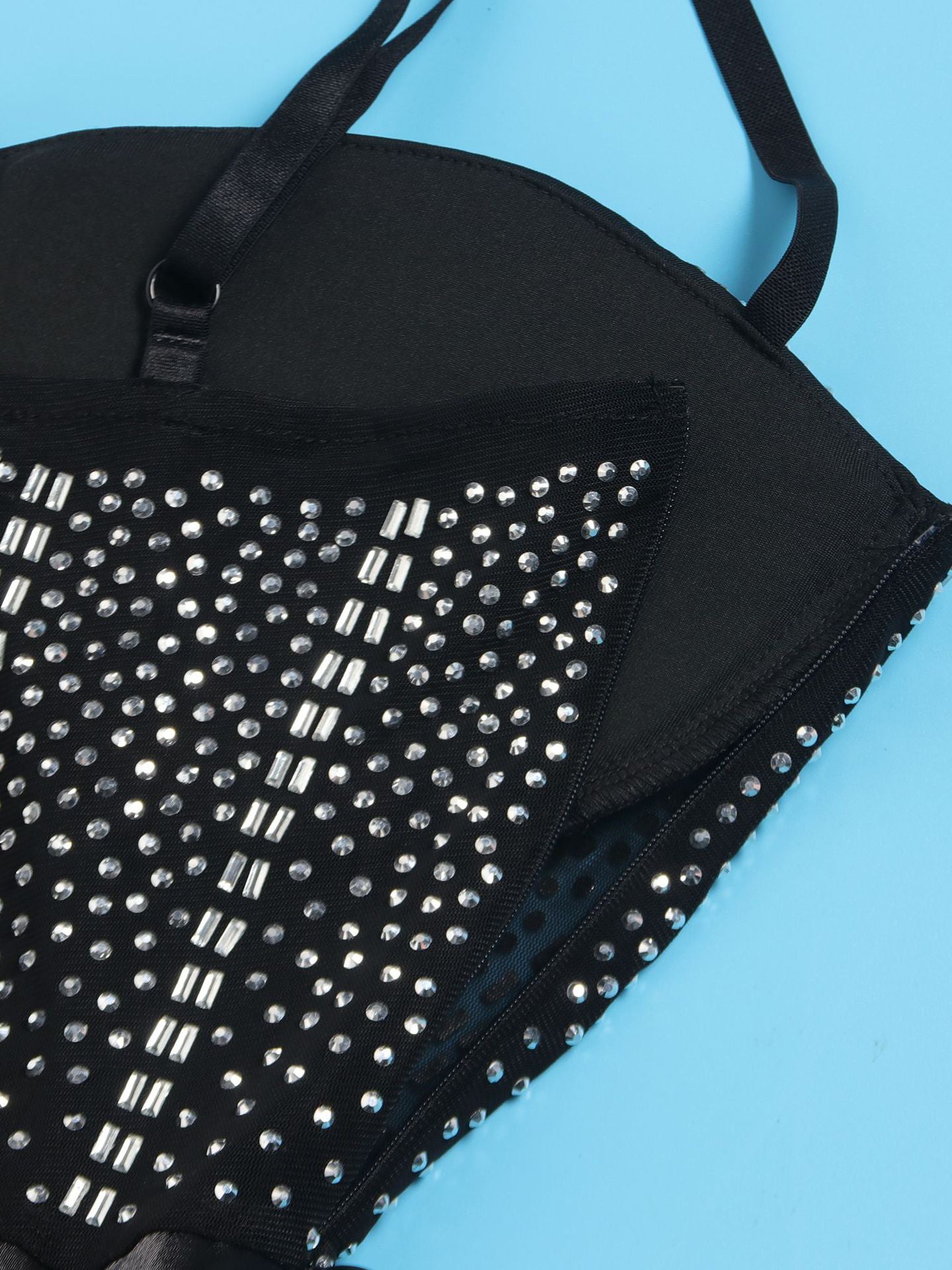 Rhinestone Spaghetti Strap Tulle Layered Dress