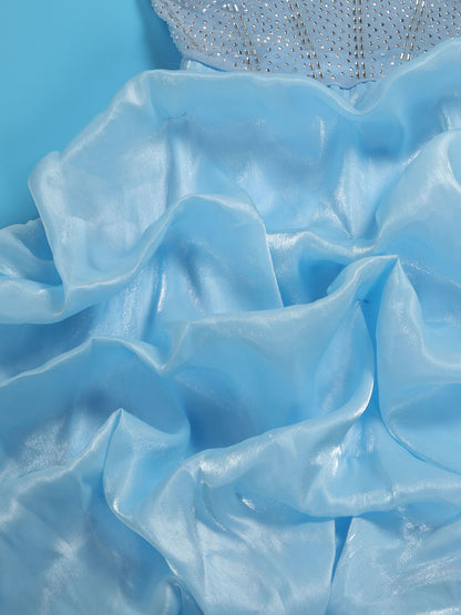 Rhinestone Spaghetti Strap Tulle Layered Dress