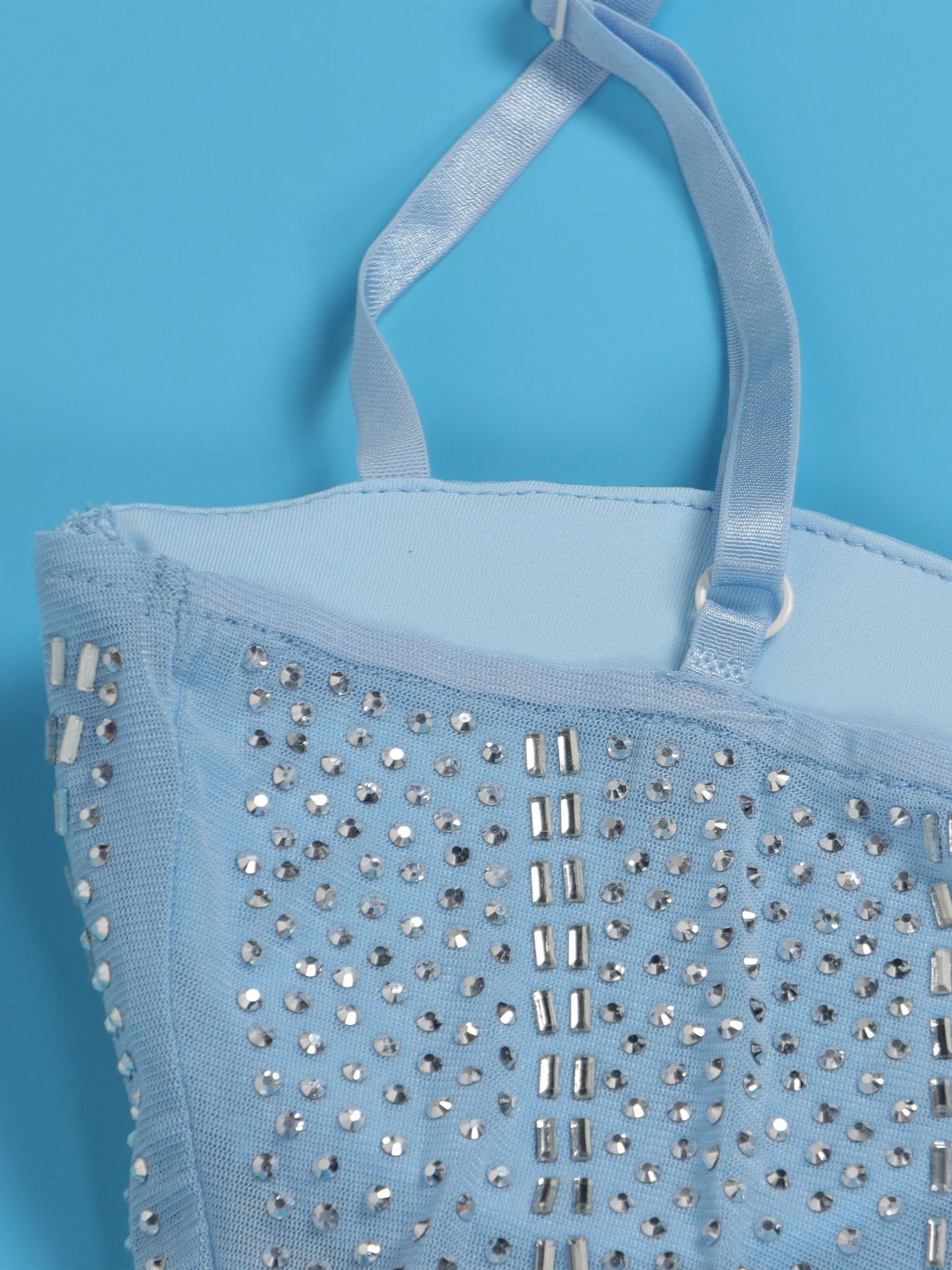 Rhinestone Spaghetti Strap Tulle Layered Dress