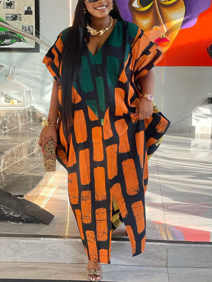 Vestido suelto con abertura en bloques de color sin mangas 