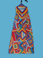 Colorful Print Halter Neck Backless Maxi Dress