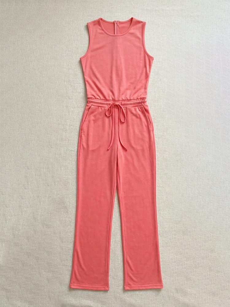 Sleeveless Tie Waist Casual Jumpsuit
