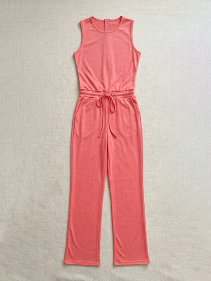 Sleeveless Tie Waist Casual Jumpsuit