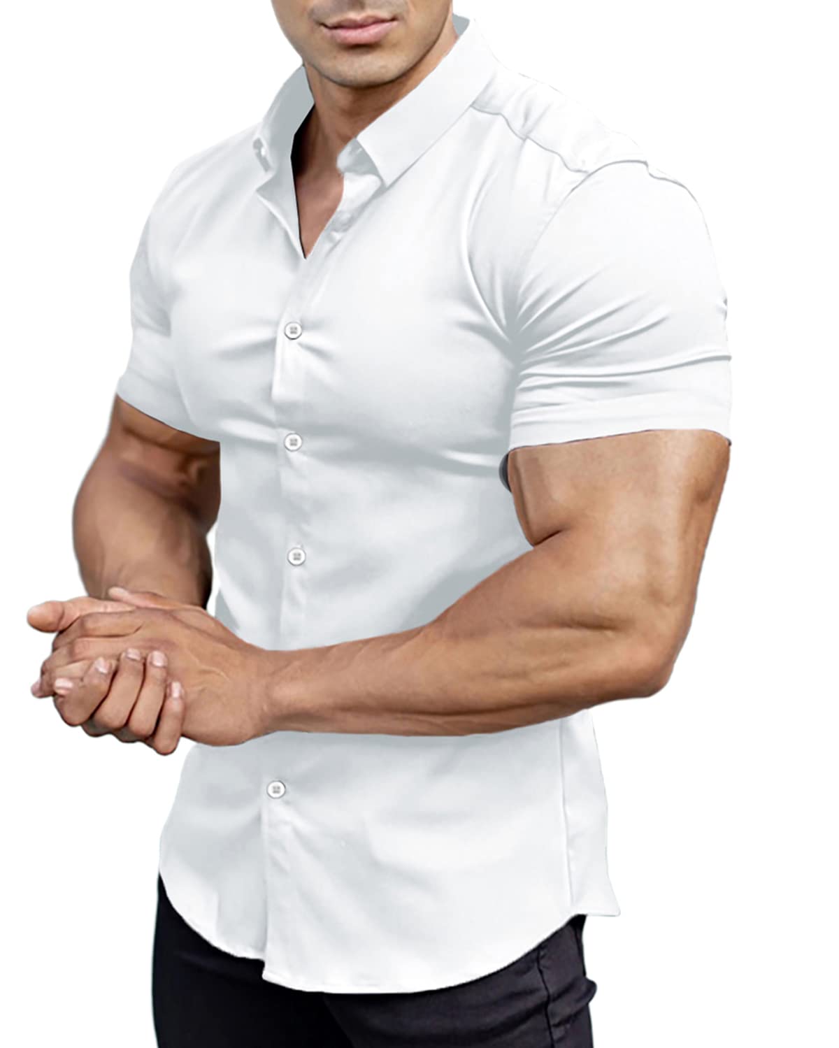 Camisas con botones de manga corta para hombre