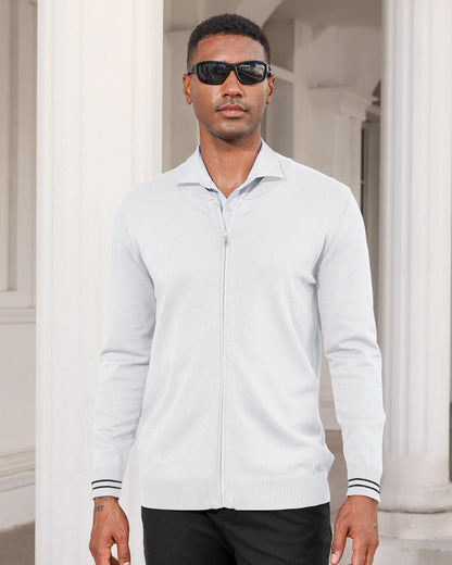 Mens Casual Stand Collar Full-Zip Jacket