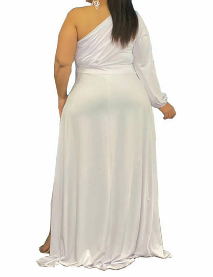 Plus Size One Shoulder Irregular Hem Dress