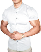 Camisas con botones de manga corta para hombre