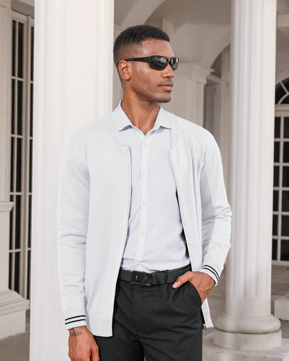 Mens Casual Stand Collar Full-Zip Jacket