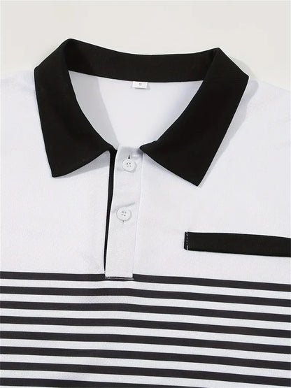 Mens Color Block Striped Polo Shirts