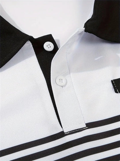 Mens Color Block Striped Polo Shirts