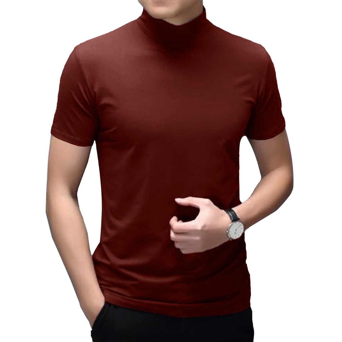 Mens Short Sleeve Turtleneck Tops
