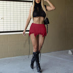 Low Waist Flowy Pleated Mini Skirts