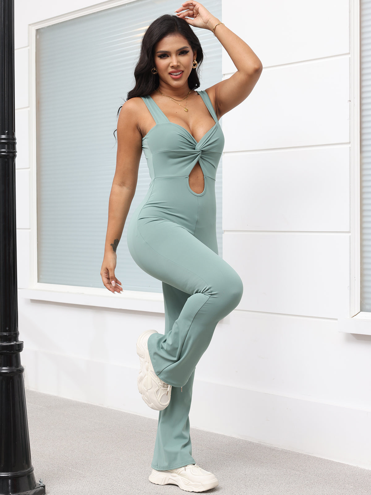 Strappy Cutout Backless Fitted Jumpsuit