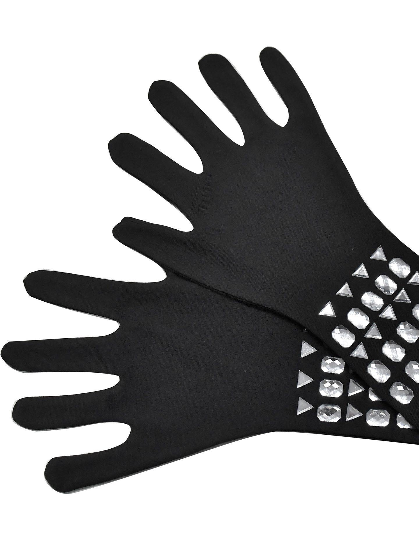 Rhinestone Spaghetti Strap Dress with Gloves