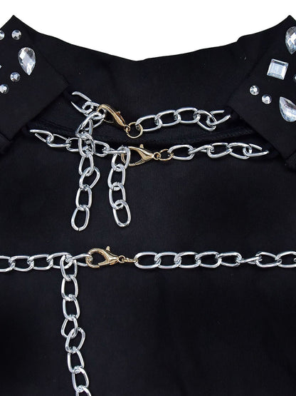 Two-Piece Rhinestone Skirt Set