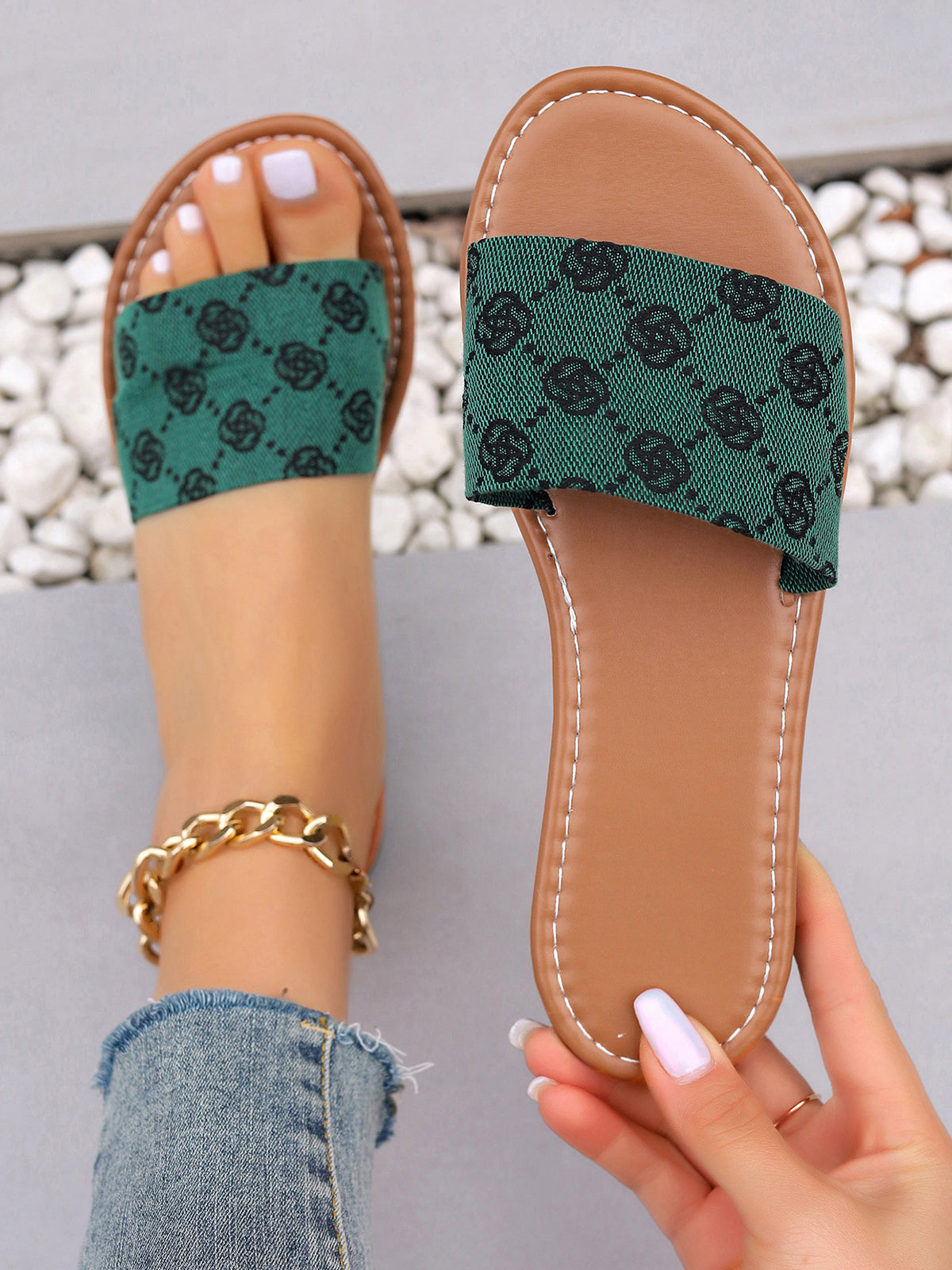 Casual Print Flat Slide