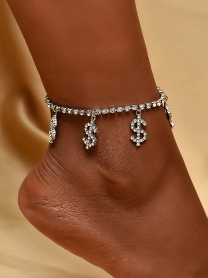 Dollar Sign Rhinestone Anklet