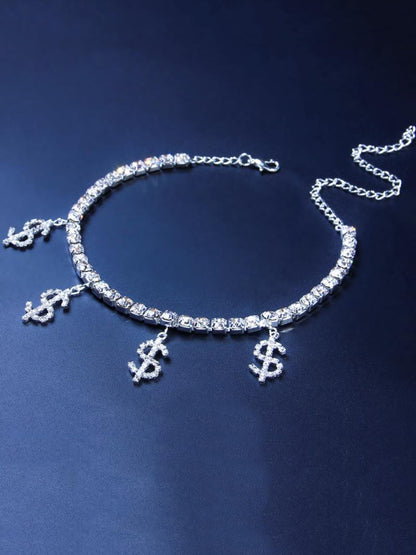 Dollar Sign Rhinestone Anklet