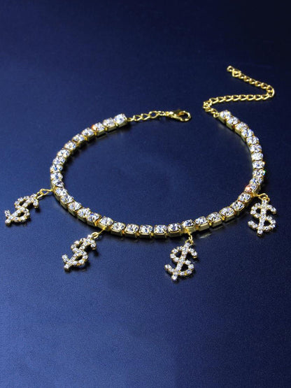 Dollar Sign Rhinestone Anklet