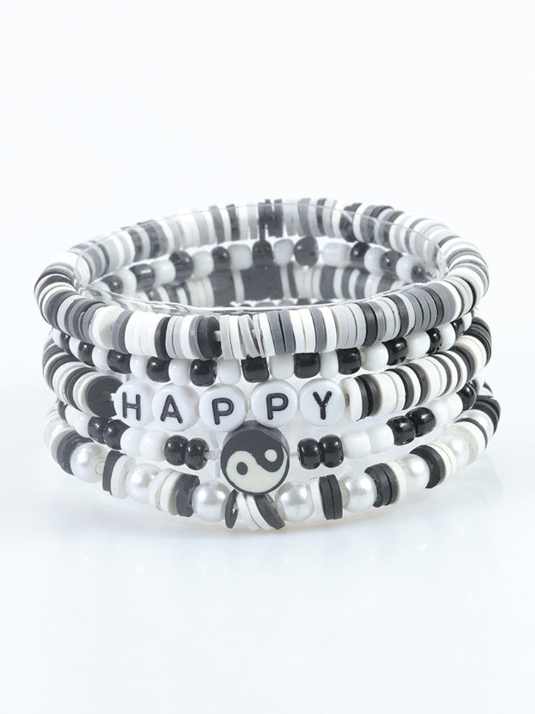 Conjunto de arcilla polimérica con pulsera de cuentas de letras multicolores 