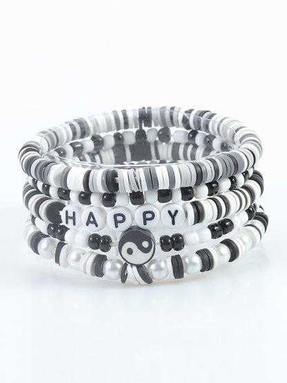 Conjunto de arcilla polimérica con pulsera de cuentas de letras multicolores 