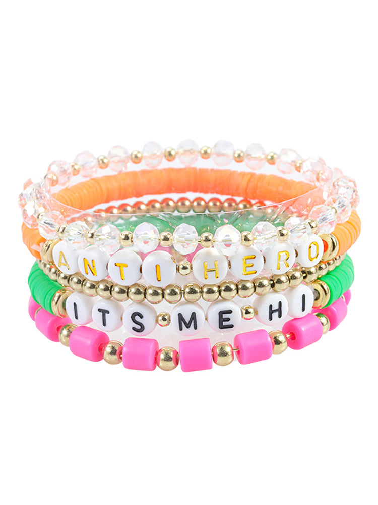 Conjunto de arcilla polimérica con pulsera de cuentas de letras multicolores 