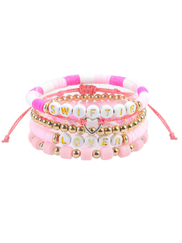 Conjunto de arcilla polimérica con pulsera de cuentas de letras multicolores 