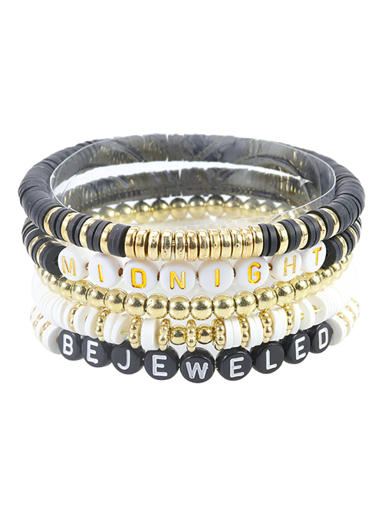 Conjunto de arcilla polimérica con pulsera de cuentas de letras multicolores 