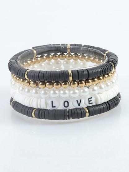 Conjunto de arcilla polimérica con pulsera de cuentas de letras multicolores 