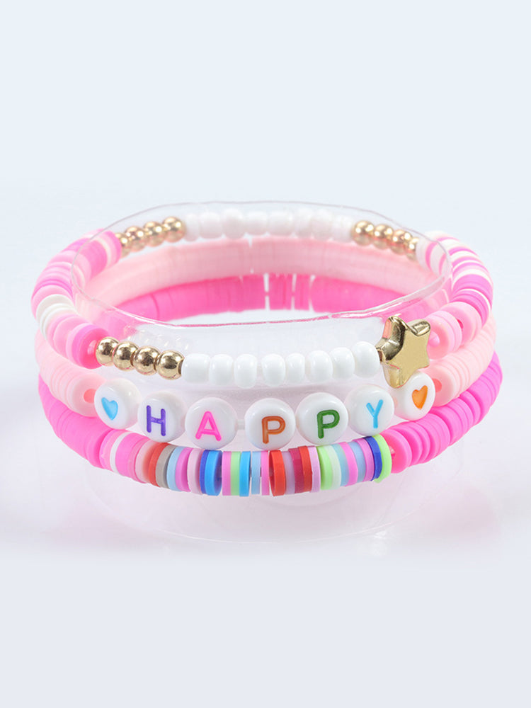 Conjunto de arcilla polimérica con pulsera de cuentas de letras multicolores 
