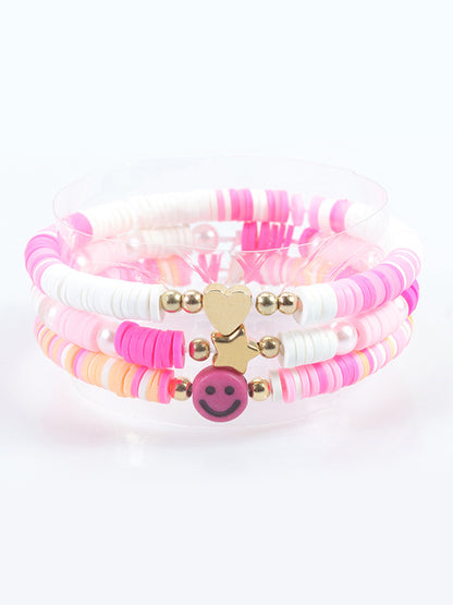 Conjunto de arcilla polimérica con pulsera de cuentas de letras multicolores 