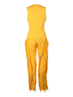Tops sin mangas de dos piezas y pantalones con borlas