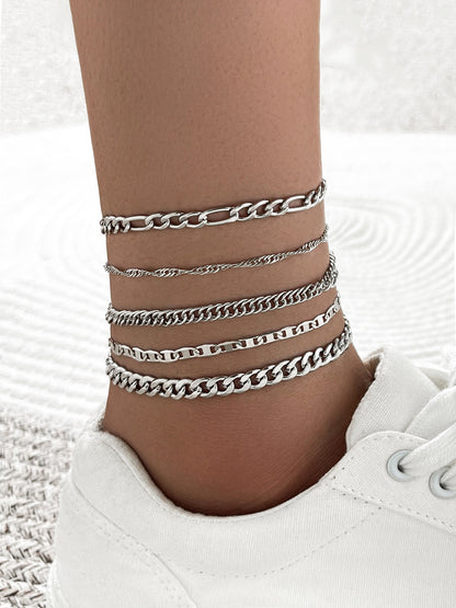 Minimalist Vintage Snake Chain Ankle Bracelet Set