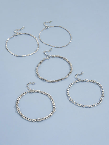 Minimalist Vintage Snake Chain Ankle Bracelet Set