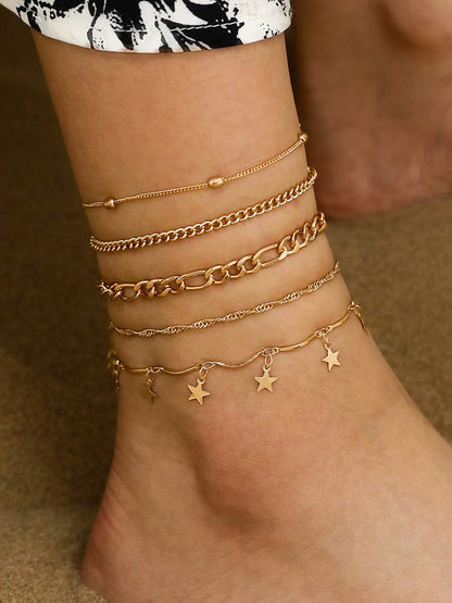 Minimalist Vintage Snake Chain Ankle Bracelet Set