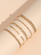 Minimalist Vintage Snake Chain Ankle Bracelet Set