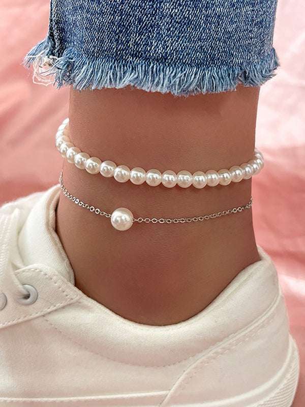 Double-Layered Pearl Anklet Set