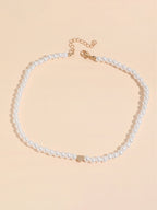 Collar con colgante de corazón de perlas 