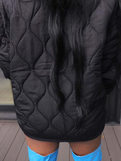 Chaquetas de plumón con cordón de punto de corte holgado informal Jersey 