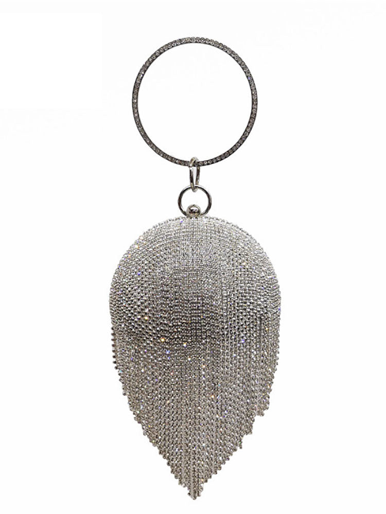 Bolso de mano con borlas de diamantes de imitación 